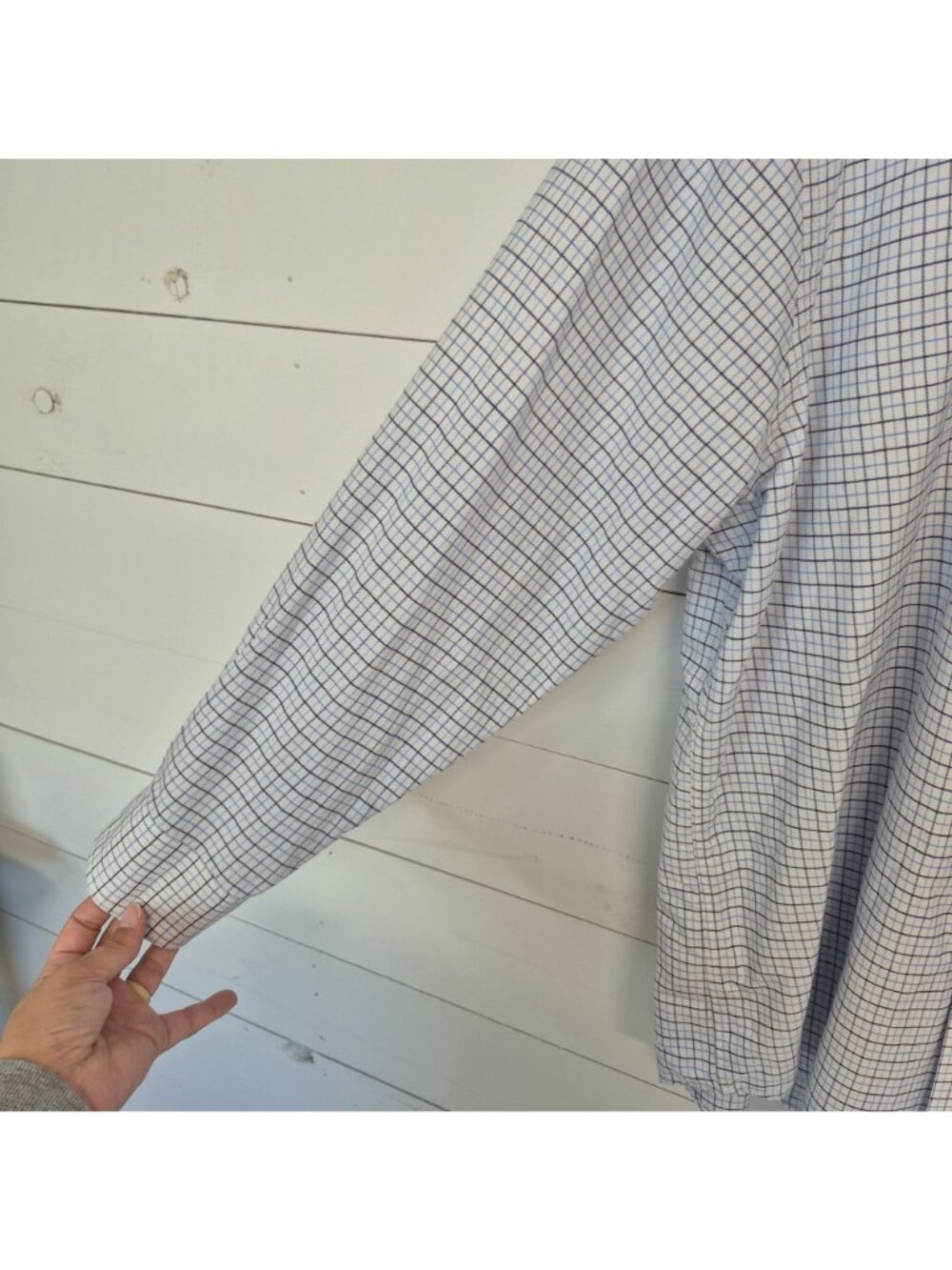 Saddlebred Men's Classic Fit Oxford Shirt 17-17.5 XL Blue Plaid Button-Down - Picture 3 of 6